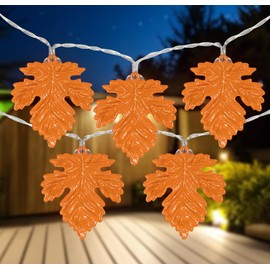Northlight 10-Count Orange LED Fall Harvest Maple Leaf Fairy Lights, 5.5ft, Copper Wire