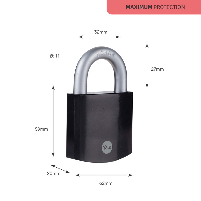 Yale - Y300B/63/127/1 Maximum Security 62mm Hardened Steel Padlock -