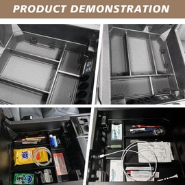 Muslogy Center Console Organizer Compatible with Toyota Tundra 2022-2024 Accessories Console Insert Box & Lower Center Console Storage Gear Shift Storage Box 2PCS Set(Console Organizer+Lower Tray)