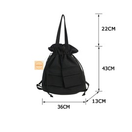 Surchar Drawstring Tote Bag, Nylon Backpack, Women's, Handbag, Backpack, Shoulder, 2-Way, Lightweight, Large Capacity, Casual, Solid, Stylish, Cute, Girls, High School Students, Commute, Work, Travel,