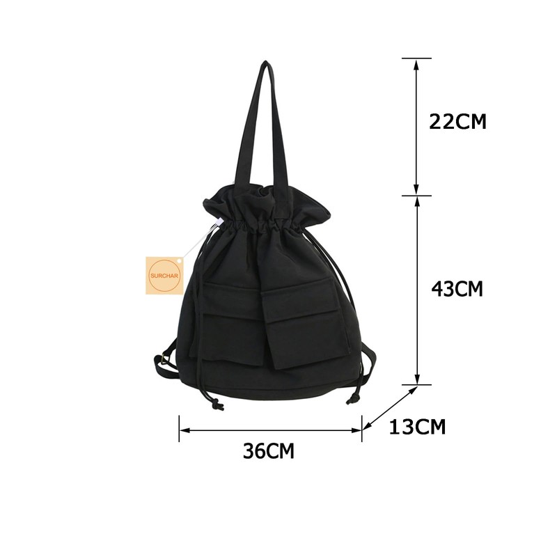 Surchar Drawstring Tote Bag, Nylon Backpack, Women's, Handbag, Backpack, Shoulder,