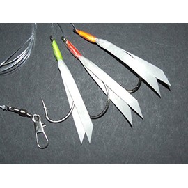 SUPER CATCH JUMBO DAYLITE FEATHER RIG LURE 3 x 7/0 HOOK BOAT BASS COD SEA FISHING LINE CLIP