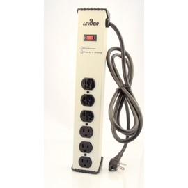 Leviton 120 Volt, 15 Amp, Surge Protected, 6-Outlet Strip with Switch, Heavy Duty, 6-Ft, 5100-IPS, Beige
