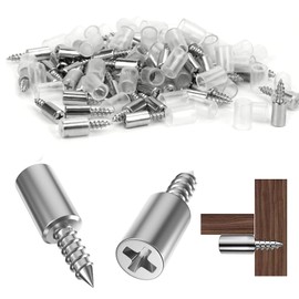 Pack of 50 Self-Tapping Screw Shelf Support Nickel Shelf Support Cabinet Floor Support Shelves Self-Tapping Screws Phillips for Cabinet Bookshelf Cabinet Furniture