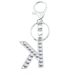 Xsclpomddy A-Z Initials Letter Keychain Shiny Crystal Keyring DIY Key Rings Silver for Women Girls Handbags Backpack,K