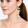 Pearl Flower Gold Earrings for Women Dainty Trendy Pearl Long