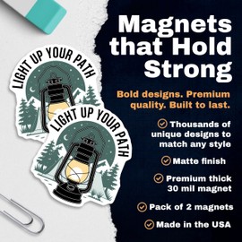 Light Up Your Path Magnets Magnet - Camping Lantern Magnet - Outdoor Enthusiast Decor - 2 Pack - 5 Inches - Made in USA - PLDFMAG11125