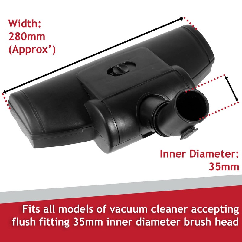 Spares2go Universal Vacuum Brush Head 35mm Turbo Wheeled Hard Floor