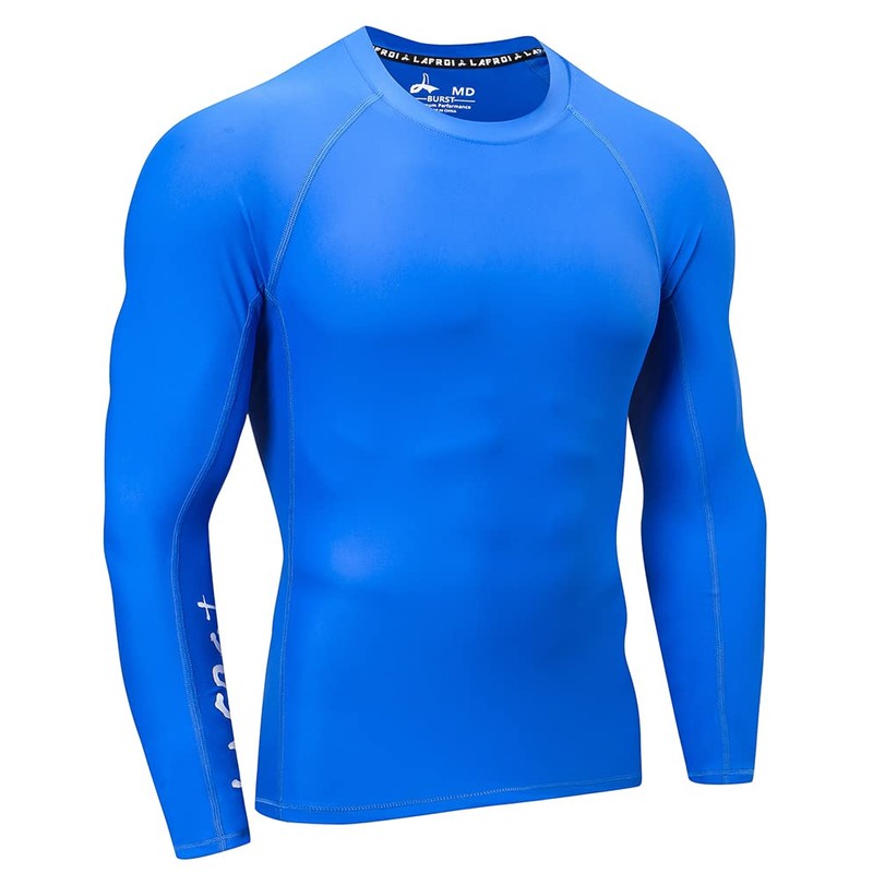 LAFROI Men's Long-Sleeved UPF 50+ Compression Shirt Rash Guard-CLYYB, Asym