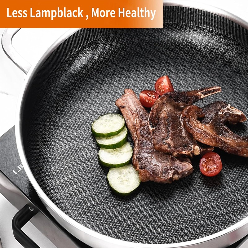 DELARLO Tri-Ply Stainless Steel 10 Inch Deep Frying Pan 3QT