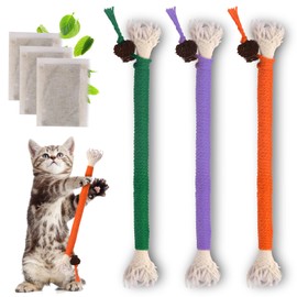 WoLover Cat Toys Chew Ropes, 3 Pack Catnip Toys for Teeth Cleaning, Sisal Rope Cat Toy for Indoor Kitten, Interactive Cat Nip Kitty Toys for All Breeds 7.87 Inches (Plus 3 Pack of Catnip)