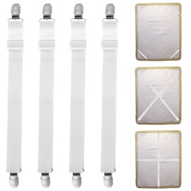 oruola 4 Pcs Fitted Sheet Clips,Fitted Sheet Holders with Lock Strips,Beds Sheets Straps Adjustable,Grippers to Keep Your Sheets Mattress Covers,Sofa Cushion in Place