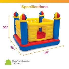 Intex Inflatable Colorful Jump-O-Lene Castle Bounce House, for 2 Kids Ages 3-6 - Large Blow-Up Indoor Outdoor Children's Bouncer Jumper Playhouse