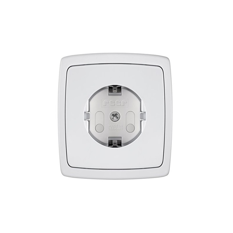 160111 Reer, Children Safety Electrical Plug Socket, Screw Fitting, White,