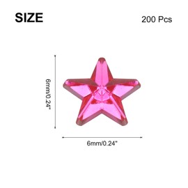 MECCANIXITY 200PCS Acrylic Star Rhinestone 6x6mm Flat Back Plastic Gems Jewelry Stickers for Craft Bead Face Painting Costume Jewelry Making, Dark Pink