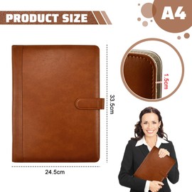 YBCCBY A4 Clipboard Folder, PU Leather Portfolio Folder, Magnetic Closure Conference Folder, Writing Pad Organizer Clip Board withwith Storage Document Pen Holder, a Pen and 25 sheets of A4 paper