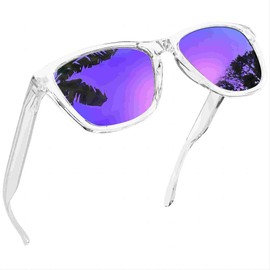Joopin High Protection Polarised Sunglasses Mens Womens 100% UV Protection Unisex Mirrored Sunglasses for Driving Fishing Cycling (Transparent Purple)