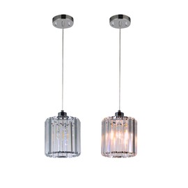 YORKCARE 2 Pack Crystal Pendant Lights, Modern Chrome Finish with Adjustable Cord, Pendant Light for Kitchen Island, Dining Room, Living Room, Hallway, Bedroom