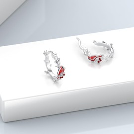 ABIGY Cardinal Earrings 925 Sterling Silver Cardinal Jewellery Hoop Earrings for Women