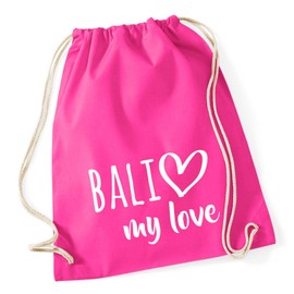 Huuraa Gym Bag Bali My Love Gift Backpack 12 Litres Cotton Bali Gift Idea, fuchsia, Unit size