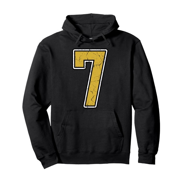 Old Gold Black White Sports Number 7 Jersey Uniform Player