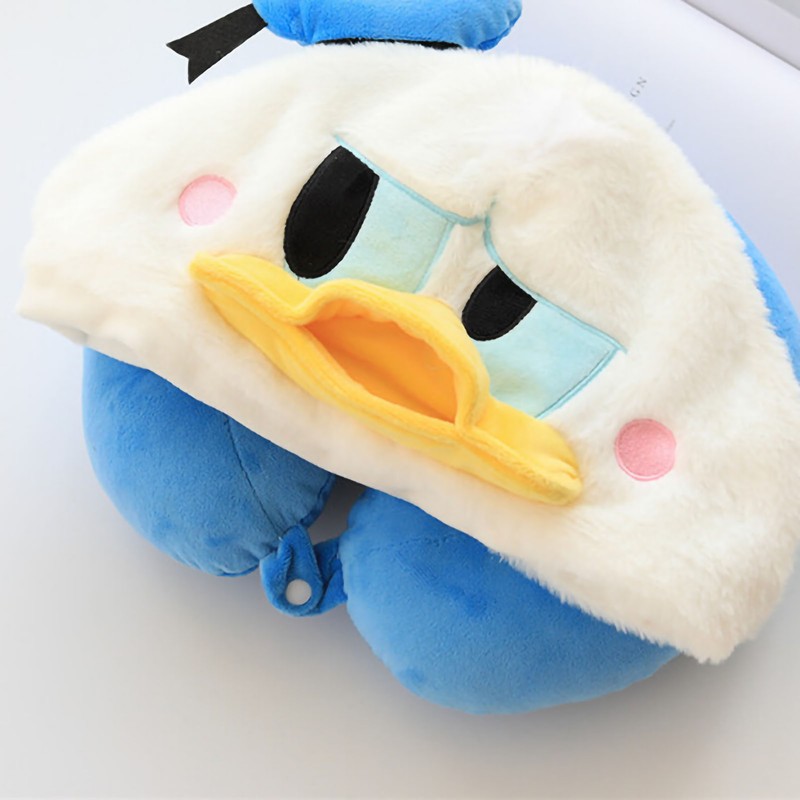 Hooded U Shaped Pillow Cute Cartoon Travel PP Cotton U