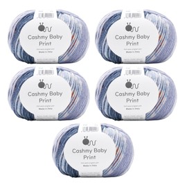 Pure Wool Yarn, 5 Balls, Cassimmy Baby Print, Thick 1.4 oz (40 g) (116 m), 50% Microfiber Acrylic, 50% Nylon, 102. Blue
