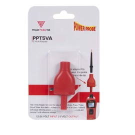 Power Probe 5 volt reference adapter will connect to any Power Probe Tek circuit-tester and limit the voltage to a5-volt reference