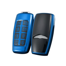 HIBEYO Key Fob Cover for Hyundai Genesis GV80 GV90 G70 G80 G90 GV70 8-Button Smart Key Shell Accessory - Blue