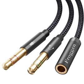 Froggen Audio Y Splitter Adapter, 3.5 mm Female to Double 3.5 mm Jack Plug (Headset and Microphone) Headset Splitter Audio Adapter for Headset/Desktop/Laptop