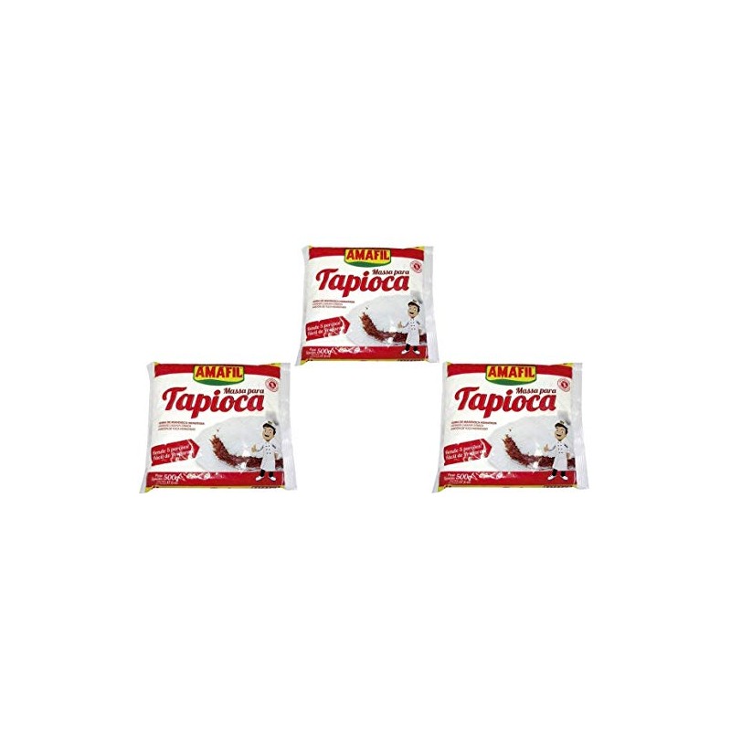 Amafil Tapioca Flour 500g (17.6oz) Massa Para Tapioca , 3-Pack