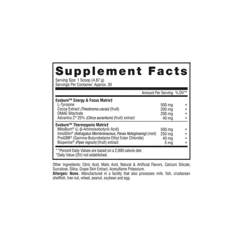 Evogen Evoburn Caffeine Free 30 Servicios Sabor Grape Blast