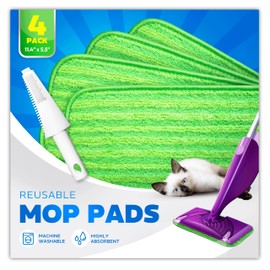Befanty Reusable Mop Pads for Floor Cleaning, Washable Hardwood Floor Cleaner, Compatible with Swiffer PowerMop and Wet Jet, Microfiber Mop Refill for Wet and Dry Mopping - 10-12”