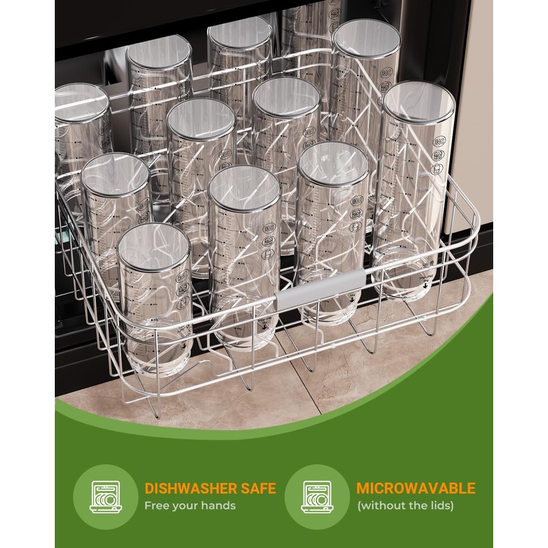 Zukro 16 oz Glass Juice Bottles with Lids- 4 Pack