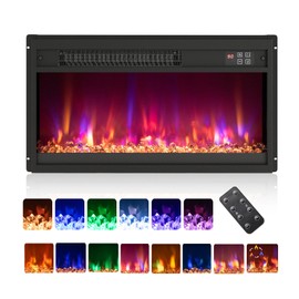 ORALNER 23" Electric Fireplace Insert, Recessed Fireplace Heater with 8 Flame Colors & 6 Ember Bed Colors, Remote Control, 9H Timer, Thermostat, Decorative Crystal, for Indoor Use, 1500W (23 INCHES)