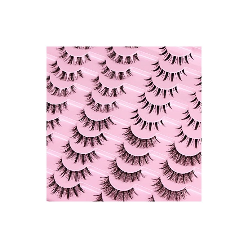 Manga Lashes Natural Look Anime False Eyelashes 20 Pairs Clear