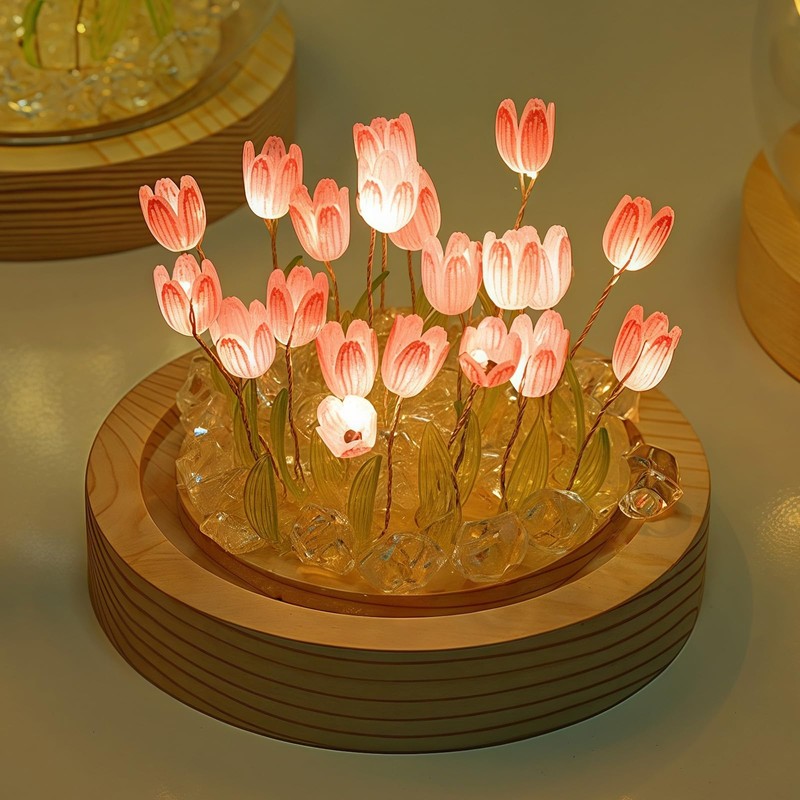 AWSOLAR Pink Tulip Lights, Tulip Lamp with 20 Flower Lamp,