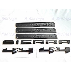 Sierra 6PCS Gloss black Elevation Bed 4x4 Sierra Emblem 2019+ Sierra 1500 2500HD 3500HD