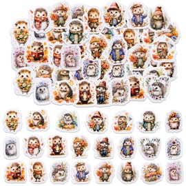 46PCS Hedgehog Stickers,Cute Flower Hedgehog Stickers, Cartoon Hedgehog Animal Stickers,Vinyl Water Bottle Stickers for Scrapbooking, DIY Crafts, Laptops, Journal, Gifts for Adult, Child