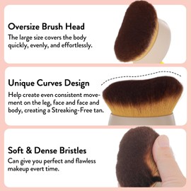 Big Self Tanner Brush, Self Tan Applicator, Body Makeup Brush for Face Body Leg Makeup, Self Tanning Mitt for Self Tan, Kabuki Brush for Body Blend Brush for Tanning Mousse (Khaki)