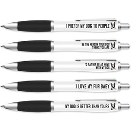 Silly Sentiments 5 Pack of Ballpoint Pens - Dog Pen Set - For Colleague's Birthday - Funny Novelty Stationery Gift for Dog Lovers and Friends - Office Desk Accessories