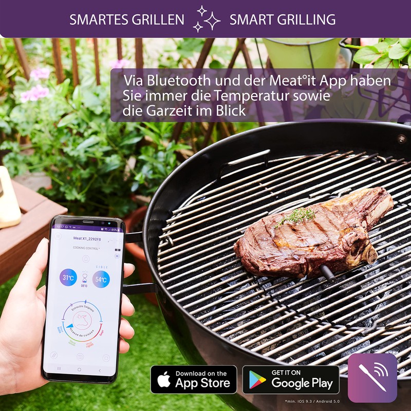 Mastrad MEAT°IT Bluetooth Meat Thermometer - Digital Thermometer - Roasting