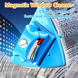 KOKITEA Double-Sided Window Cleaner Glass Wiper Magnetic Cleaning Tools, 5-Gears Adjustable Magnetic Glider Washing Brush Tools, for High-Rise Double Thick Glazed Windows Thickness 0.3"-1" (Blue)