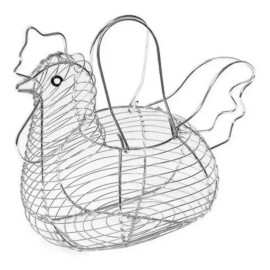 Mainstays Huevera Canasta De Acero Cromado Para Huevo Forma Gallina