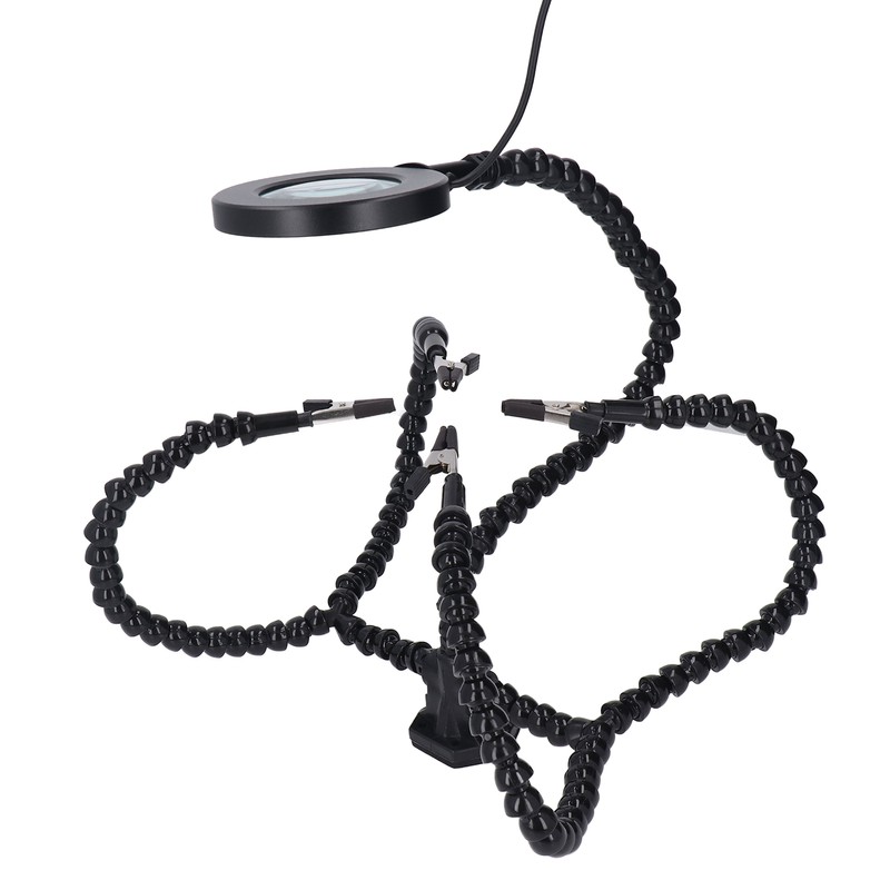 Soldering Helping Hand 5 Jaws 3X USB Magnifier ABS Flexible