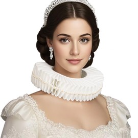 RAINDEWLL Elizabethan Clown Neck Ruffle Collar Victorian Detachable Collar Renaissance Accessories White
