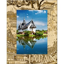 Saddle Mountain Souvenir Japan Laser Engraved Wood Picture Frame Portrait (5 x 7)