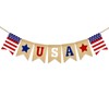 GCQQ USA Banner Burlap 9.8FT 4th of July Decorations Red