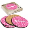 4 x Boxed Round Coasters - Name Hanna Pink Hearts