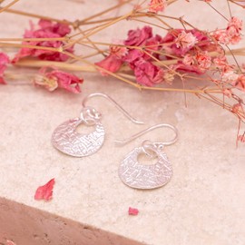 Tuscany Silver Women's Sterling Silver Round Textured Drop Earrings